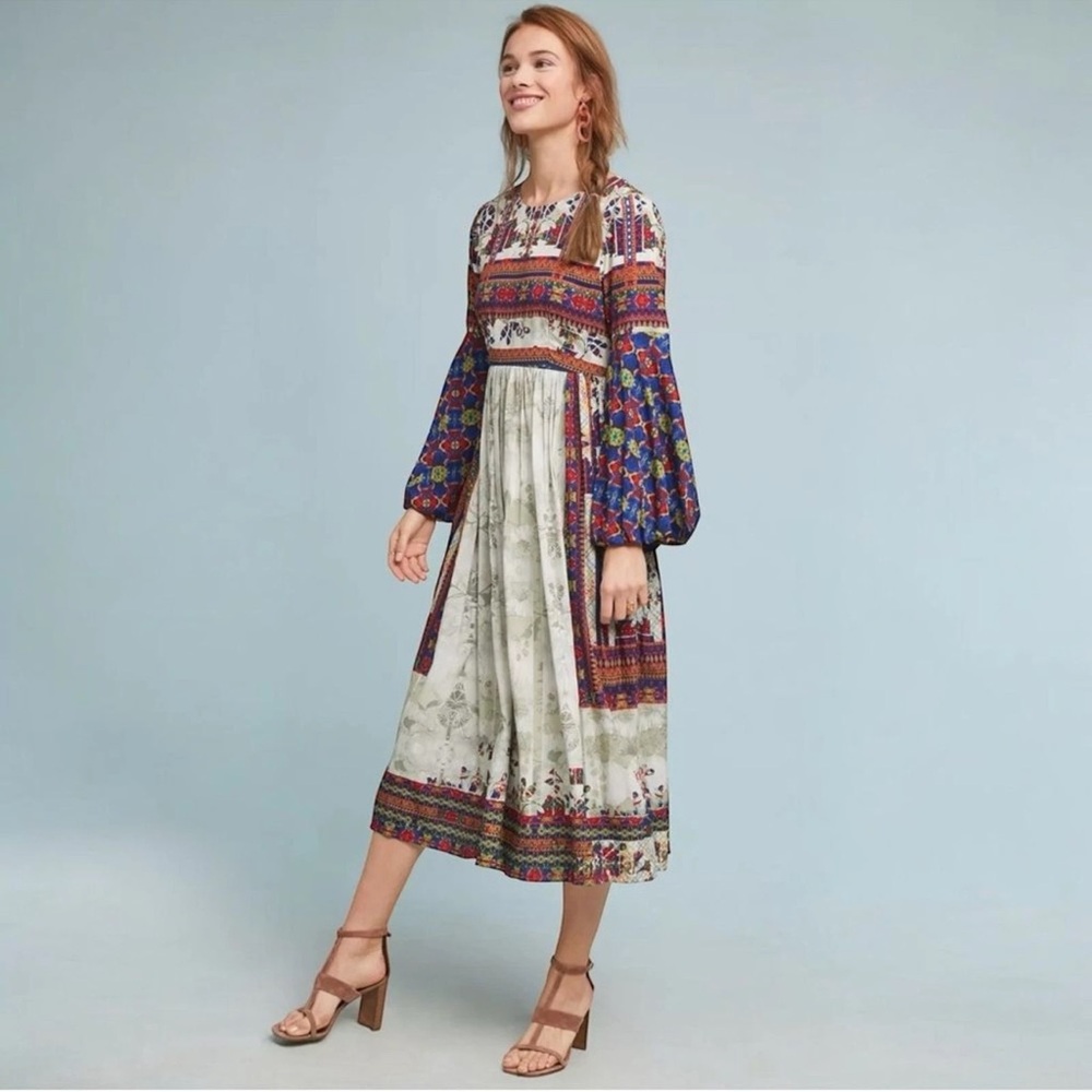 Anthropologie Bhanuni by Jyoti Sarah beaded flare sleeve dress Sz Small